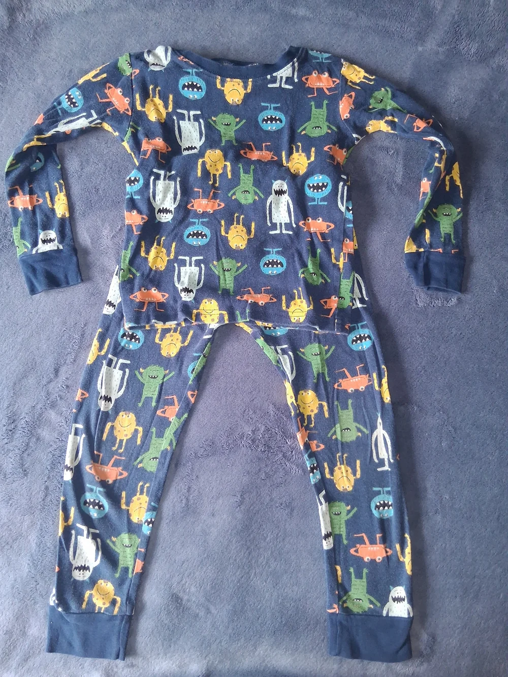 Carters Boys Pajamas Lot Size 5T 2 Piece Sets Snug Fit Dinosaur Monster